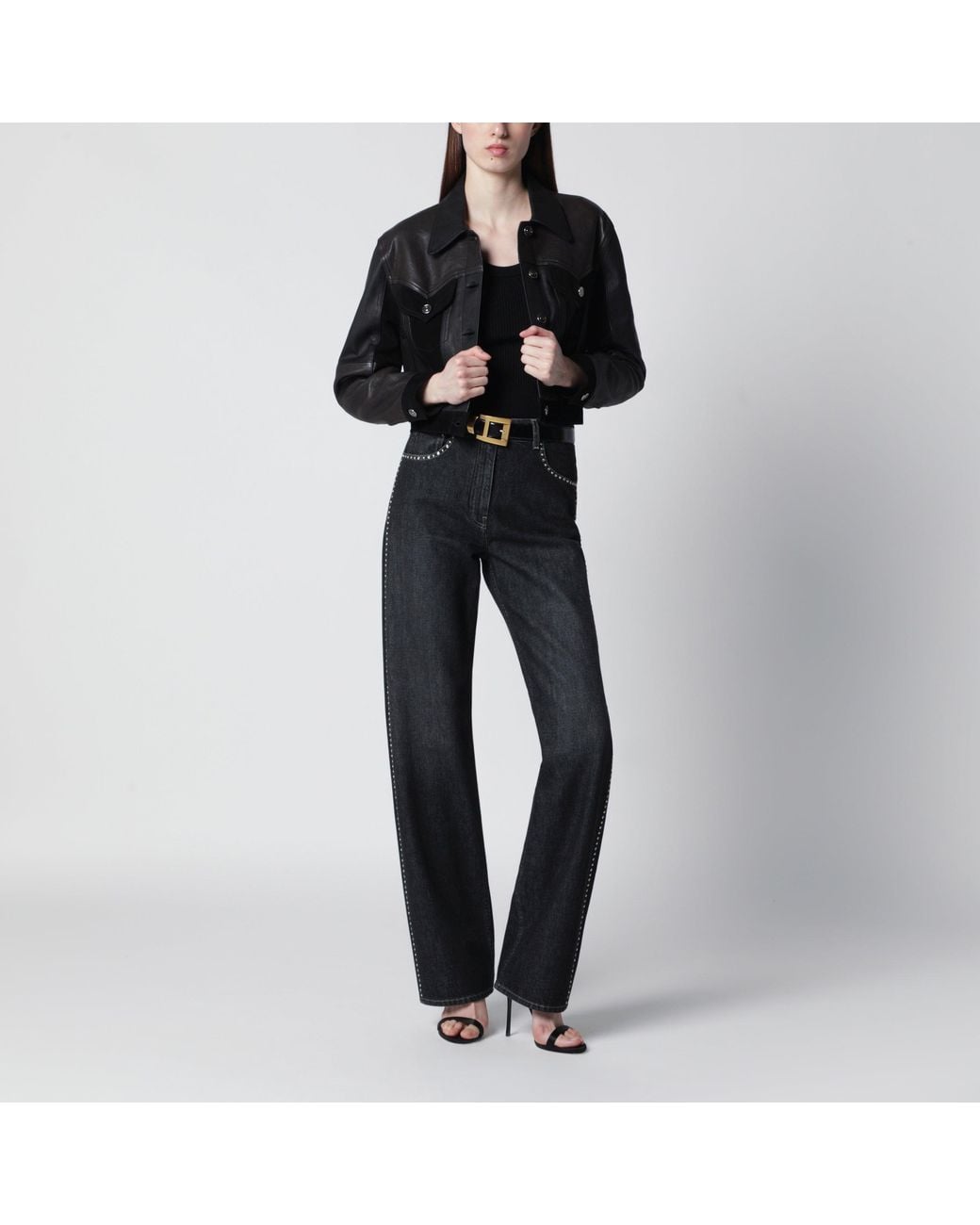 Versace Black Slim Leather Blouson