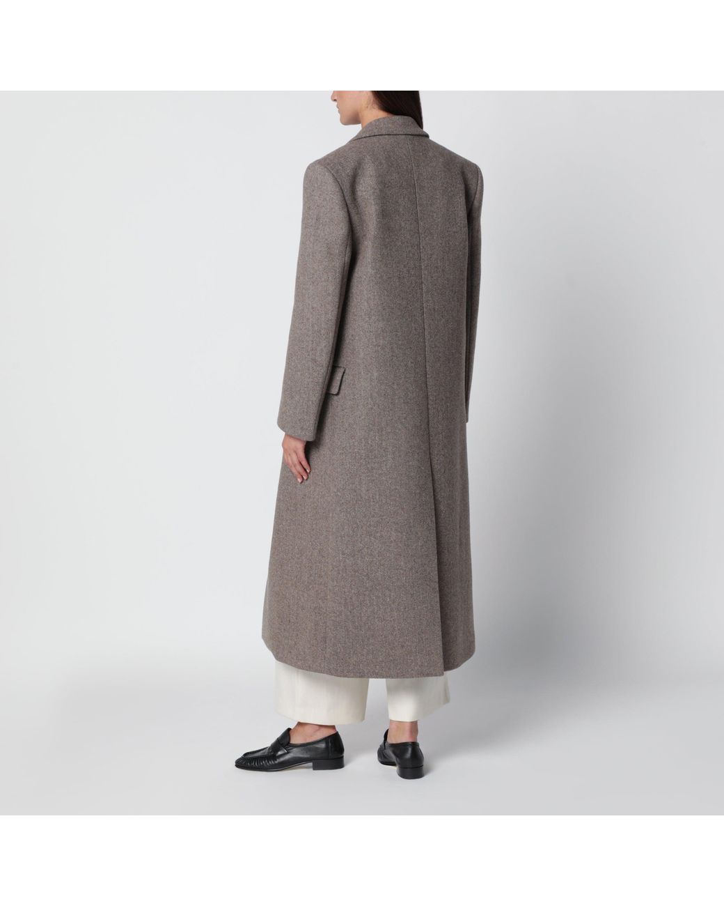 Source Unknown Gray Reyna Double-Breasted Herringbone Coat