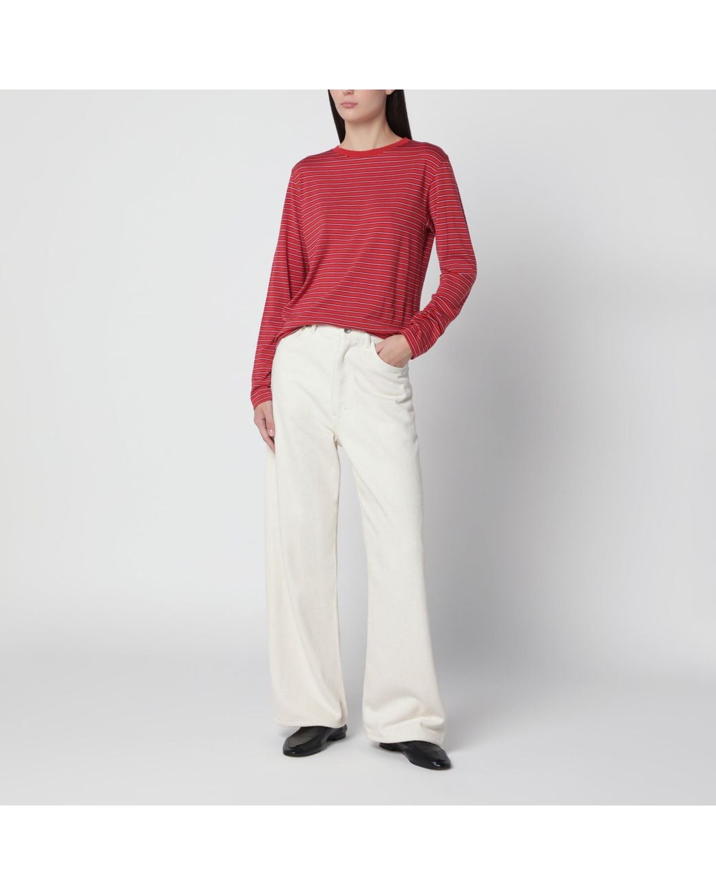 Auralee Red Striped T-Shirt