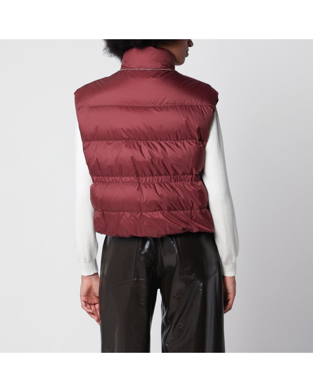 Brunello Cucinelli Red Rosso Mattone Sleeveless Nylon Down Jacket