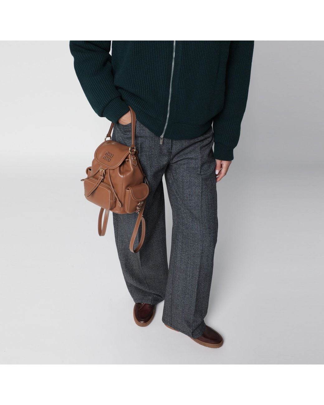 Miu Miu Brown Cognac Calfskin Backpack