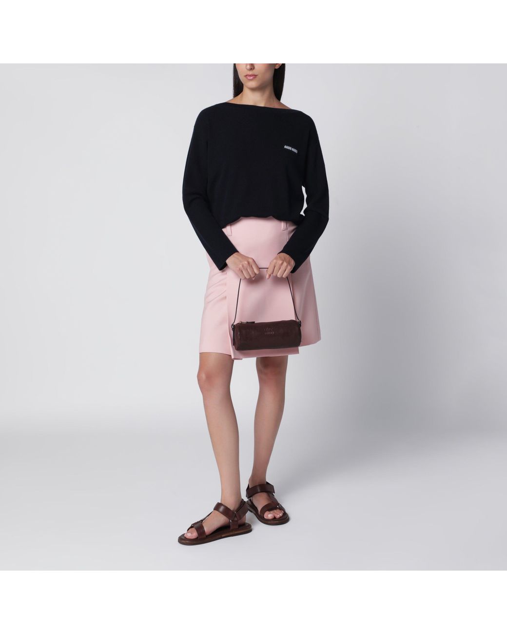 Miu Miu Pink Peach Wool-Blend Skirt