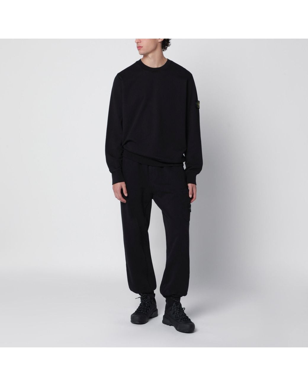 Stone Island Black Cotton Crew-Neck Sweatshirt for men