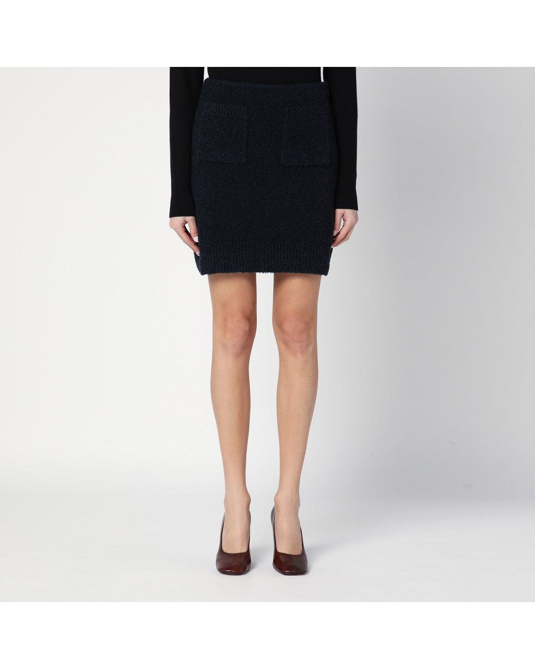 Bottega Veneta Black Bouclé Wool Blend Mini Skirt