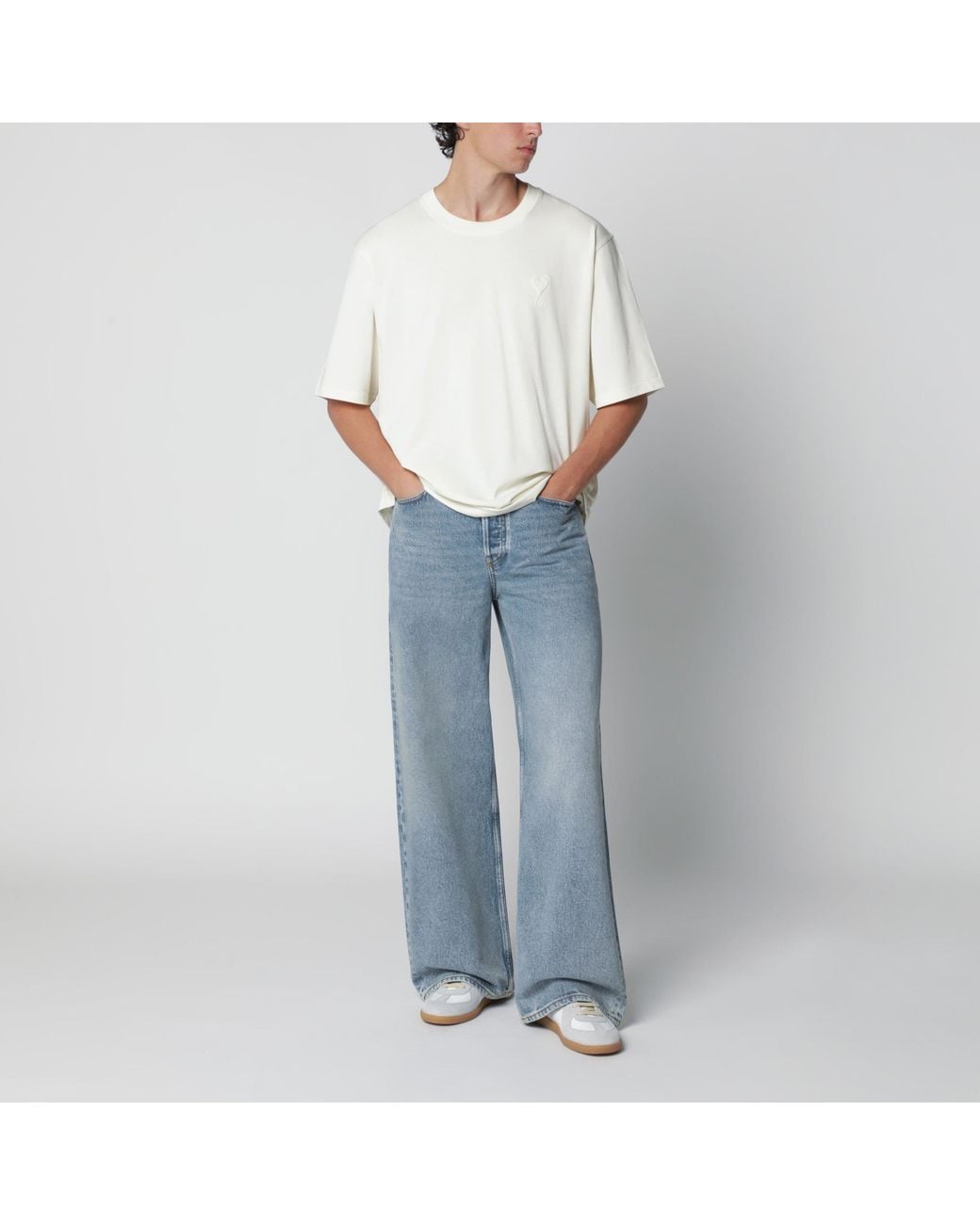 AMI White Ivory Ami De Coeur T-Shirt for men