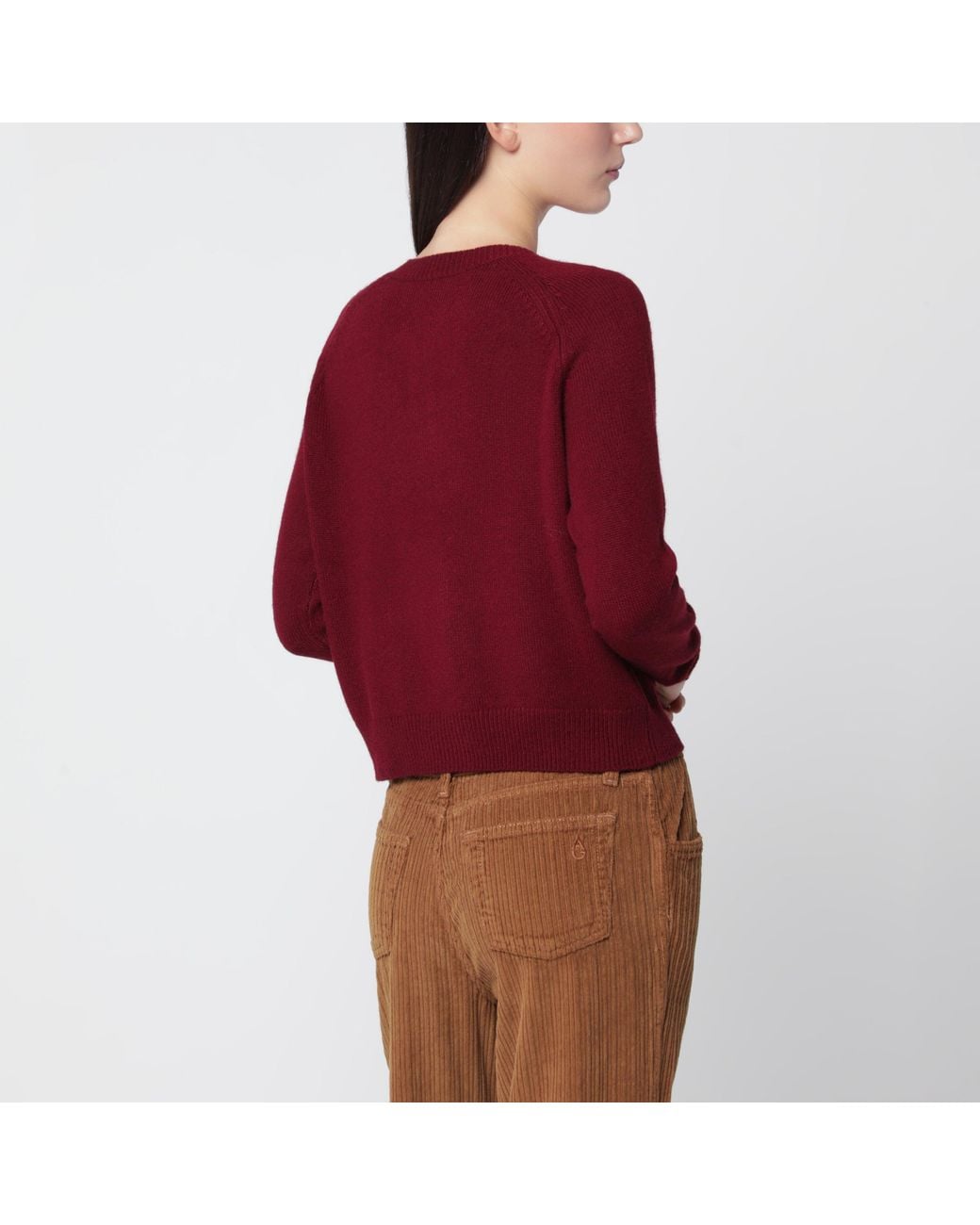 Alexandra Golovanoff Red Mila Wine 21 Cashmere Cardigan