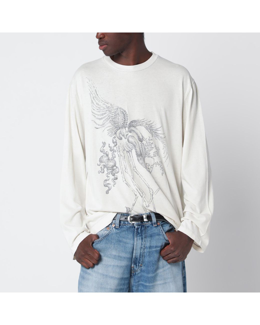 Our Legacy White Box Long-Sleeved Cotton T-Shirt for men