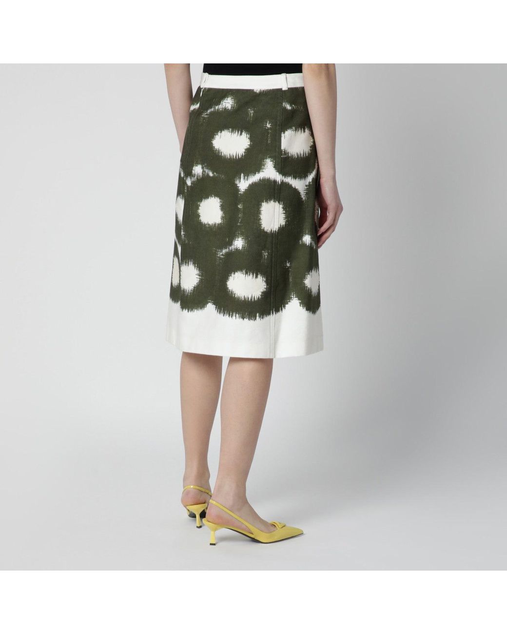 Prada Black Cotton Skirt With Military Pattern
