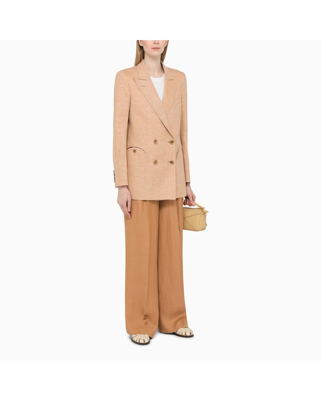 Blazé Milano Honey Double-breasted Jacket in Natural | Lyst