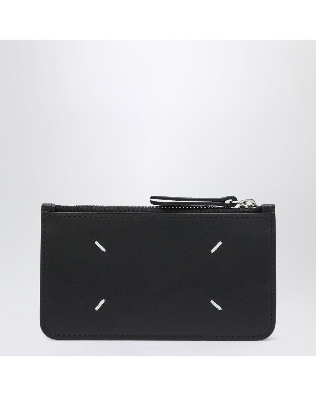 Maison Margiela Black Four Stitches Zippered Card Holder for men