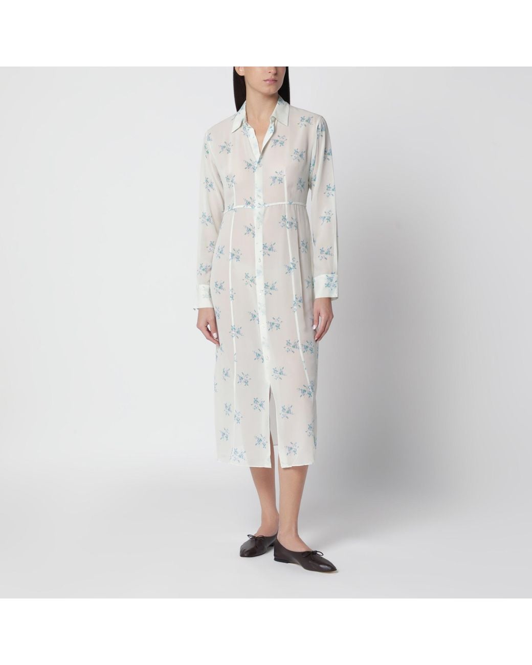 Auralee White Ivory Silk Georgette Dress