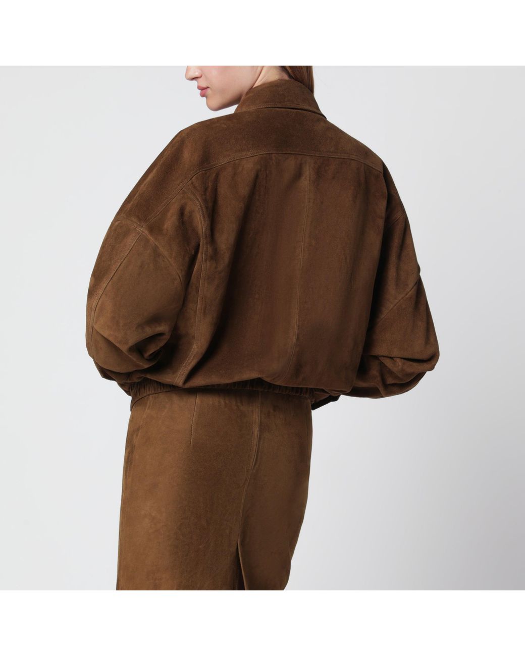 Nour Hammour Brown Dalma Suede Bomber Jacket