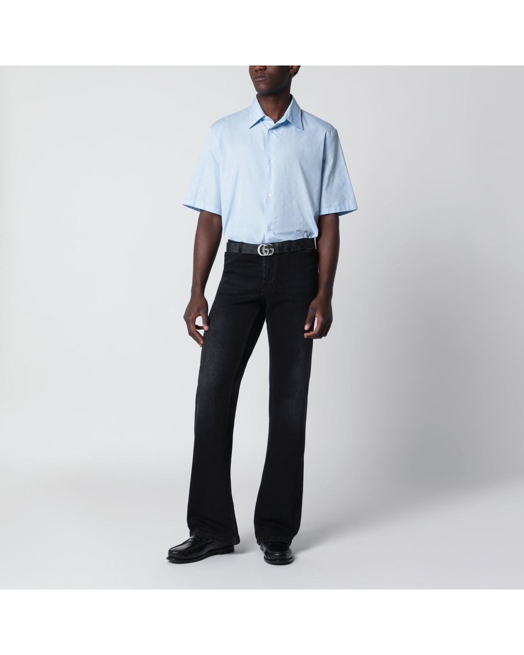 Gucci White Gg Cotton Poplin Short-Sleeve Shirt for men