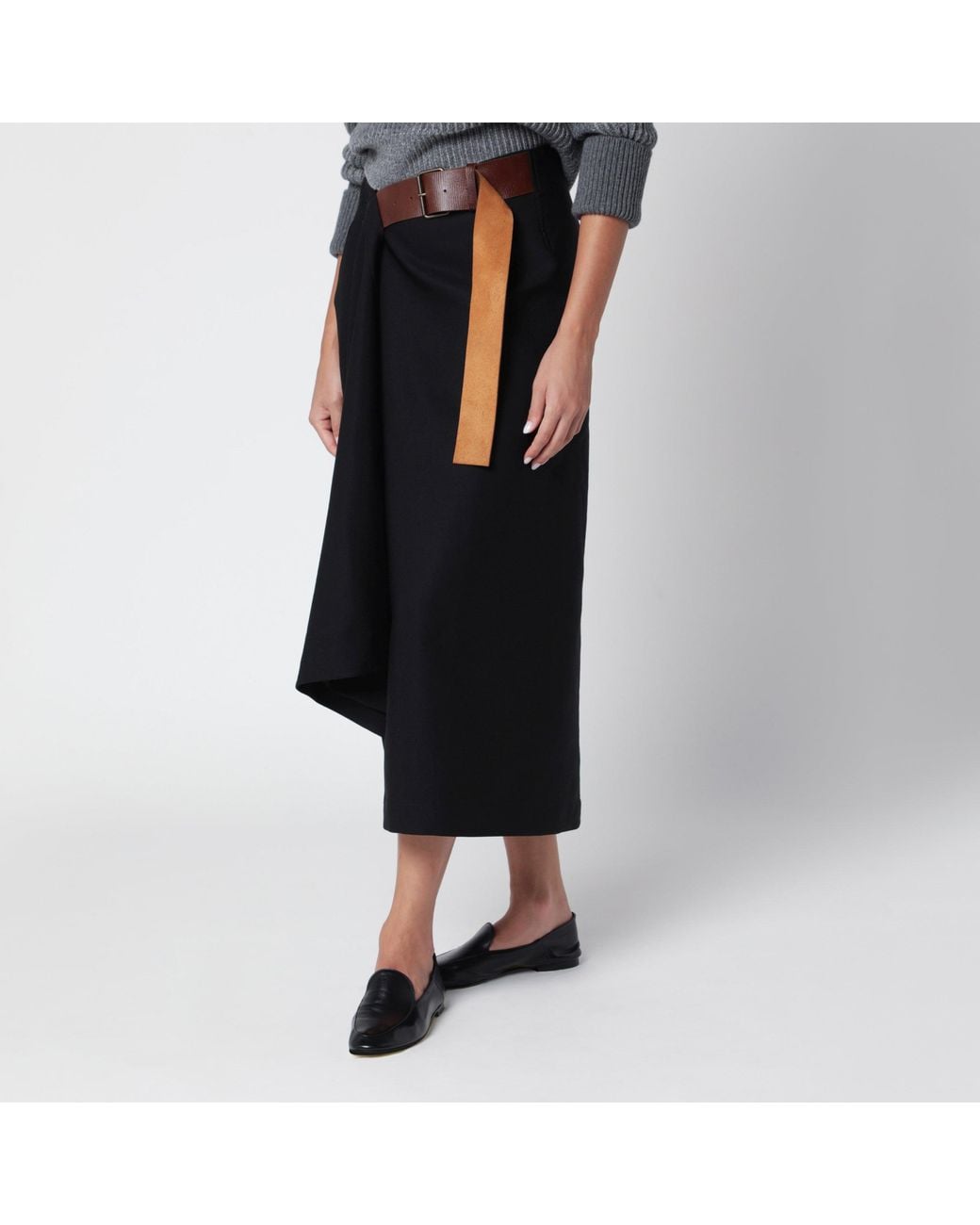 Bottega Veneta Black Midi Skirt
