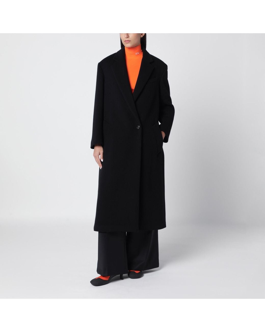 Loewe Black Wool And Cashmere Coat