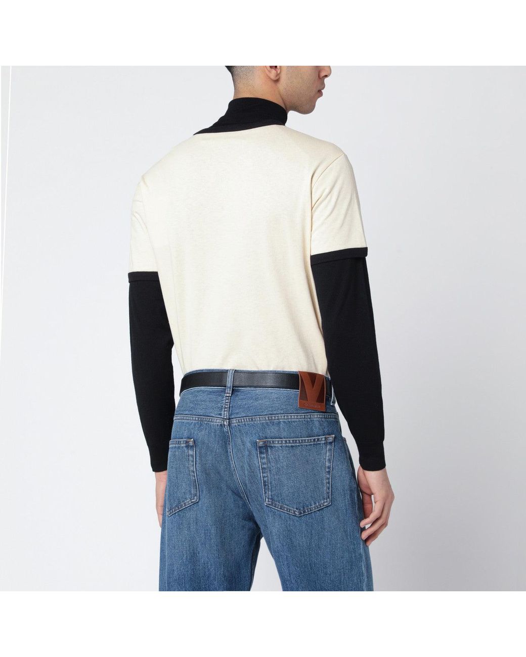 Valentino Blue Butter-Colored T-Shirt With Panther Print for men