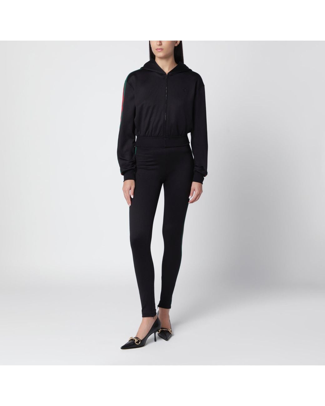 Gucci Black Leggings With Web Stripe