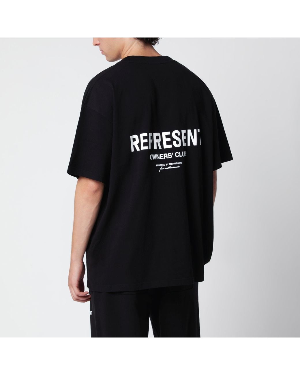 Represent Black Cotton T-Shirt With Logo for men