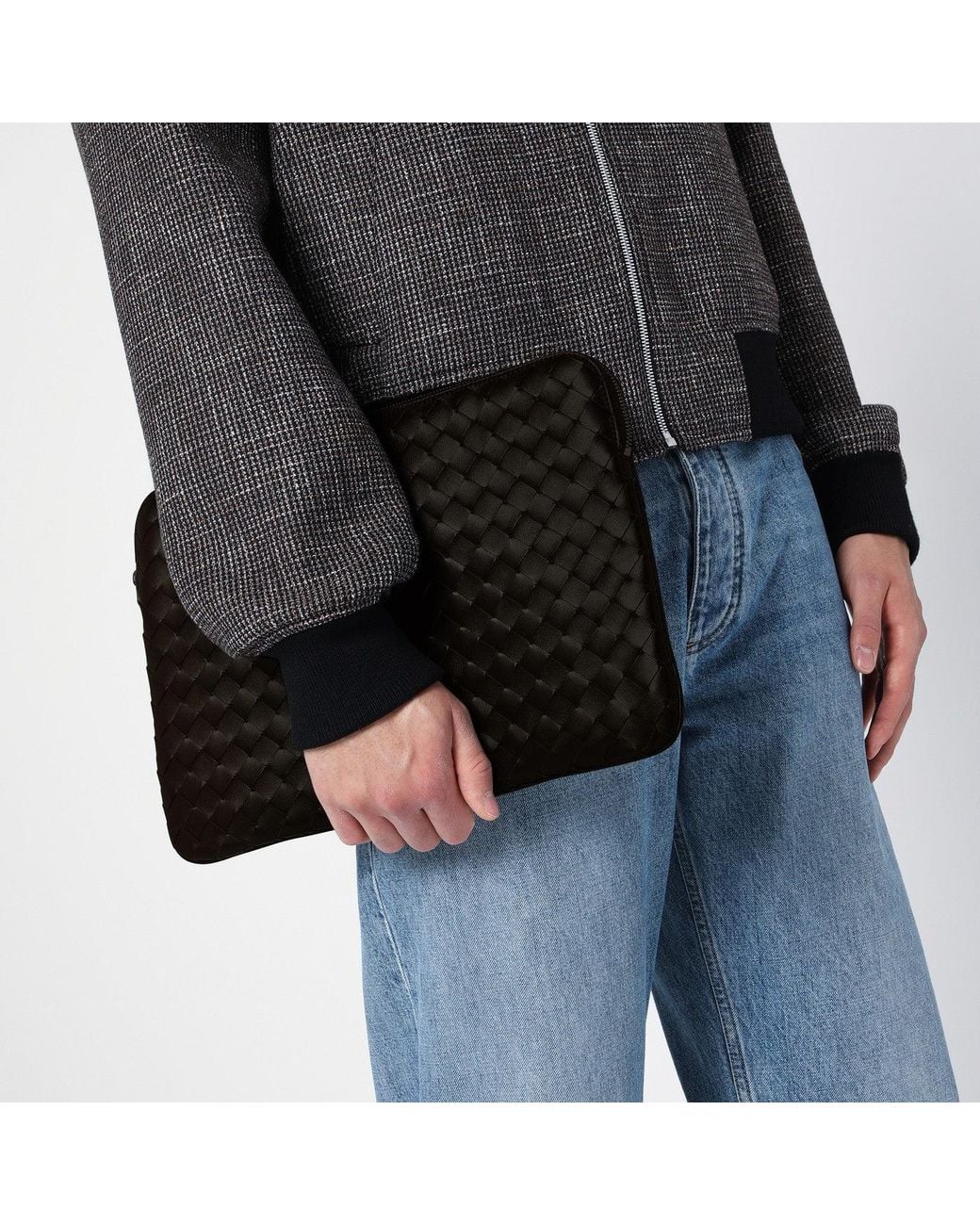 Bottega Veneta Black Getaway Fondente Intrecciato Document Holder for men
