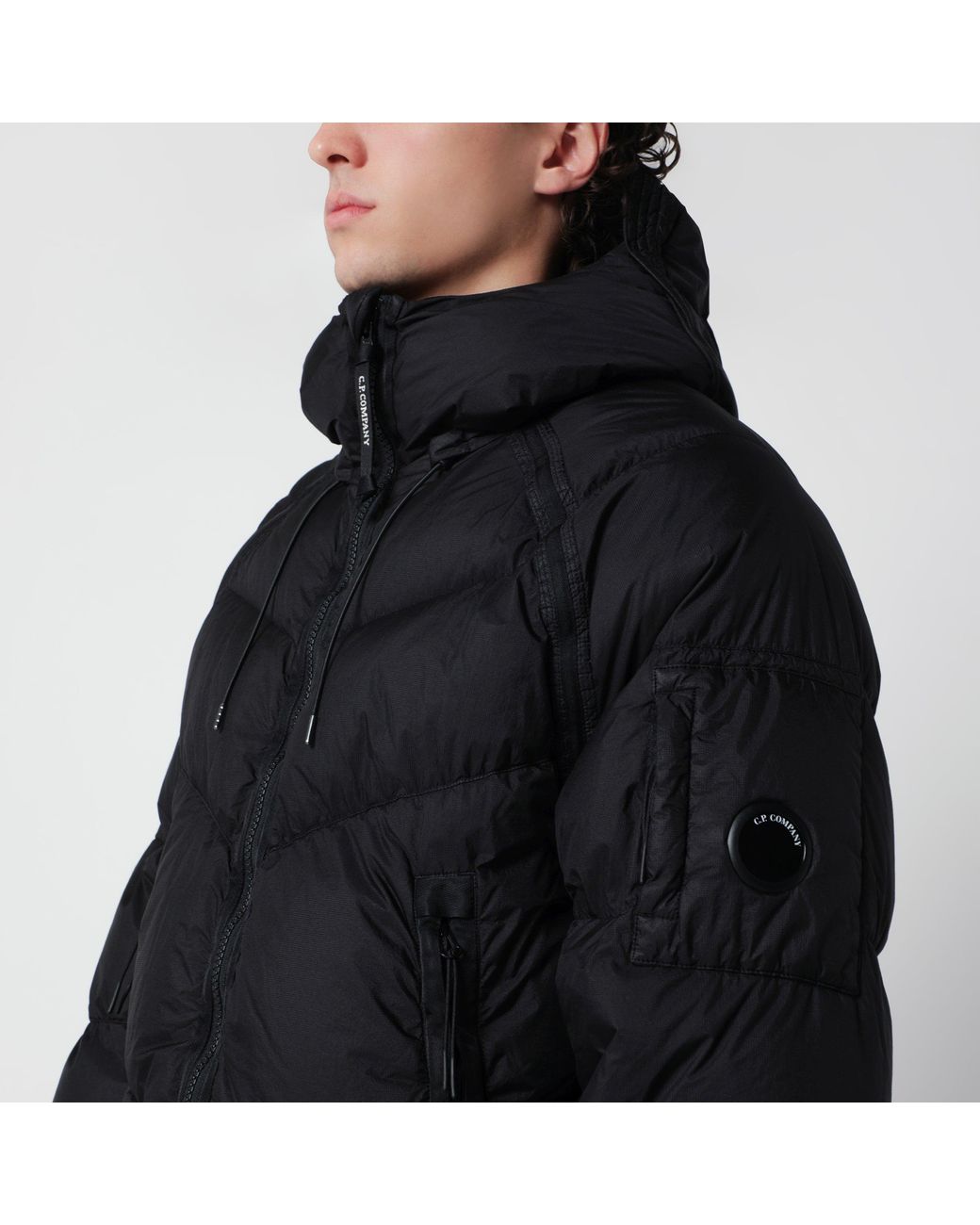 C P Company Black Dd Shell Hooded Down Jacket for men
