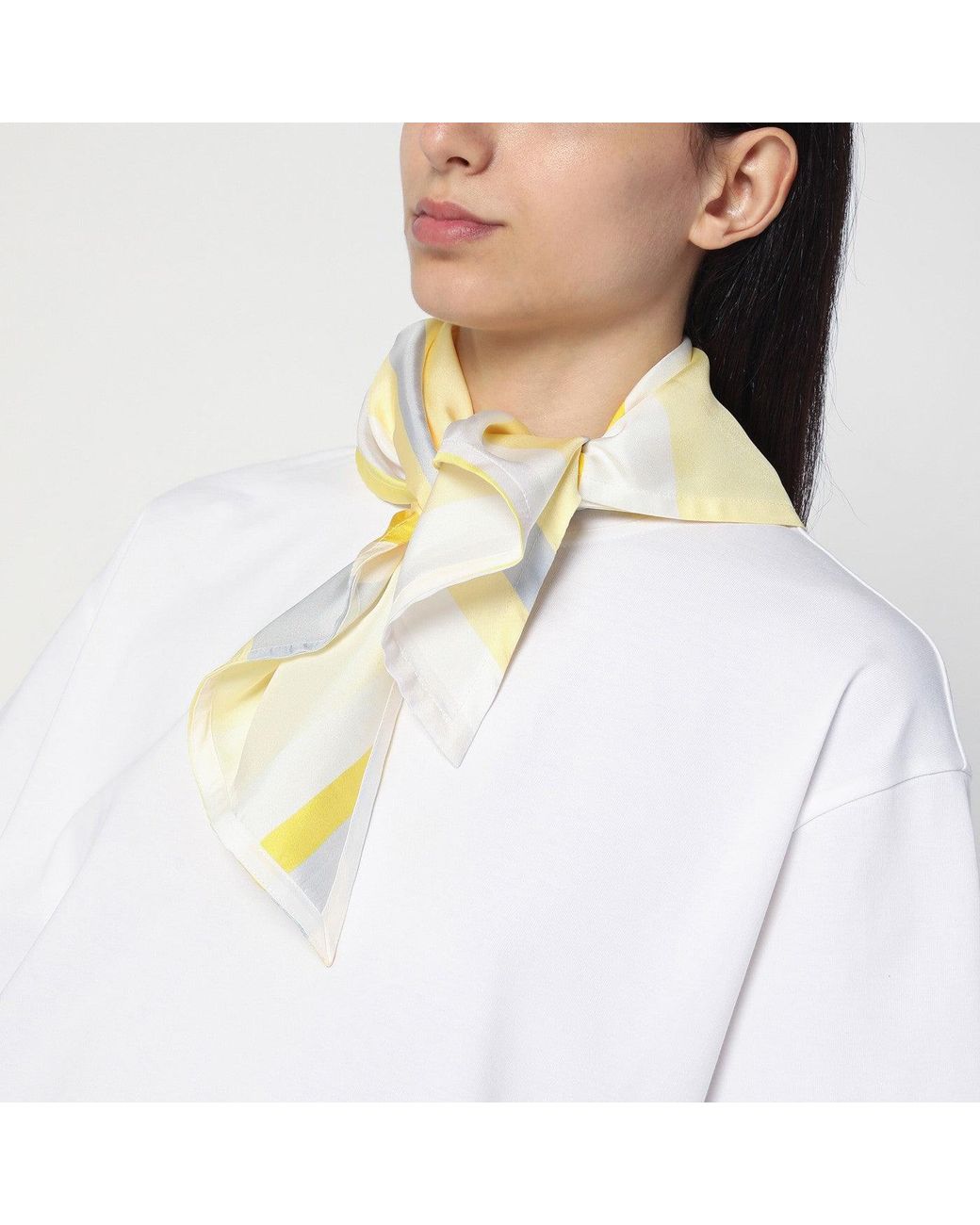 Bottega Veneta White T-Shirt With Silk Scarf