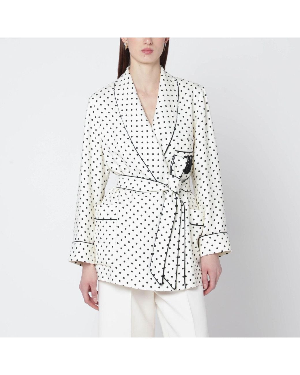 Valentino White Supergrain Jacket With Plusdepois Print