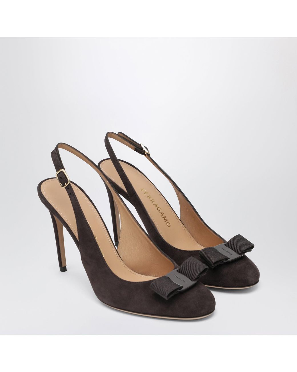 Ferragamo Brown Vara Bow Slingbacks Dark