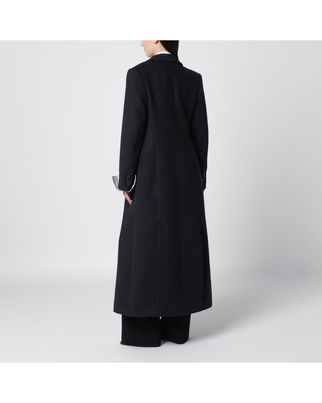 IVY & OAK Black Charcoal Long Asymmetric Coat
