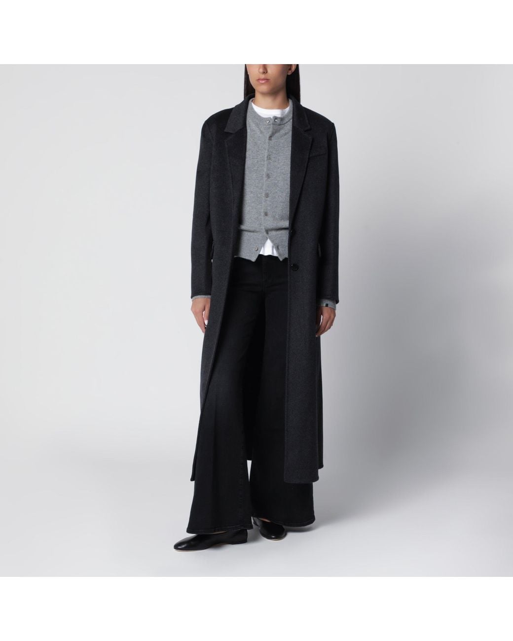 Isabel Marant Black Clesa Anthracite Wool And Cashmere Coat