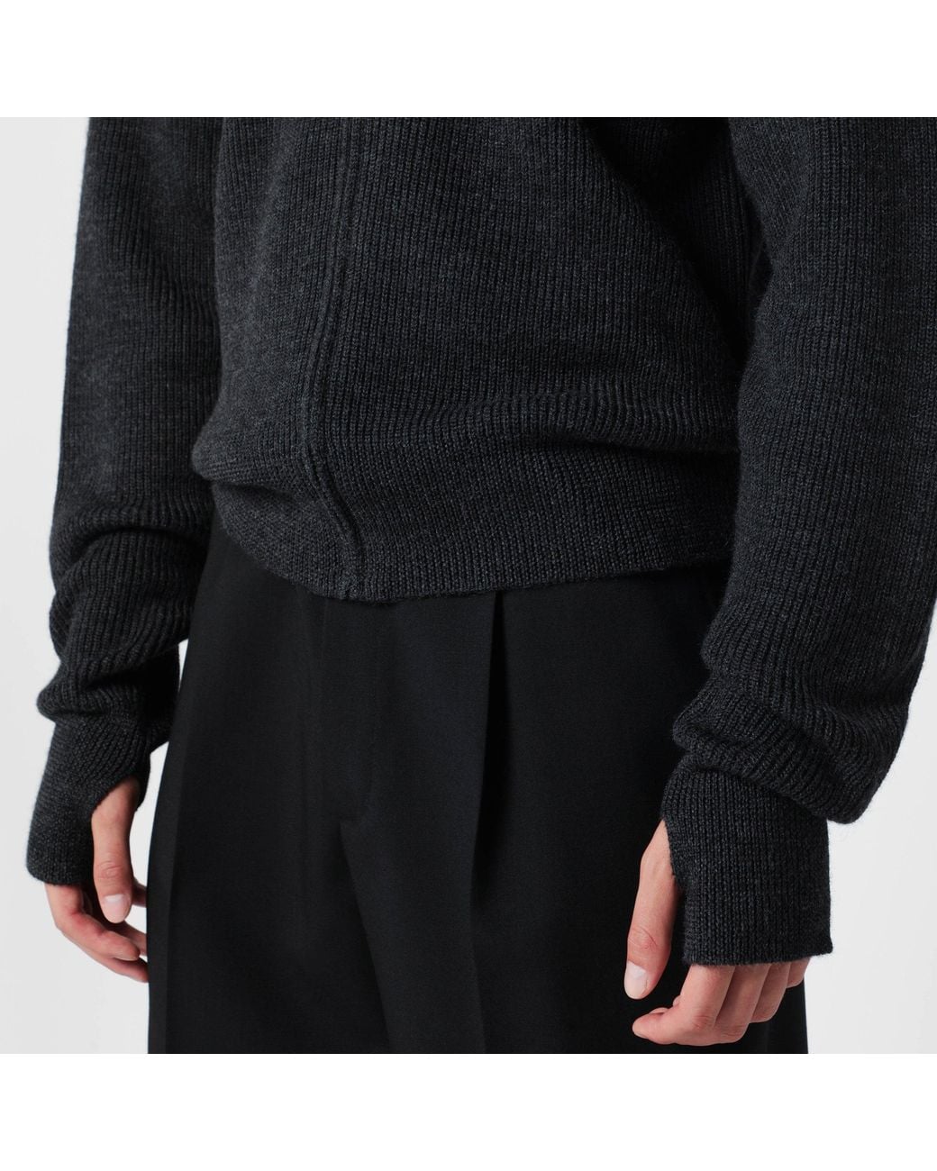 Lemaire Black Mélange Zip-Up Cardigan for men