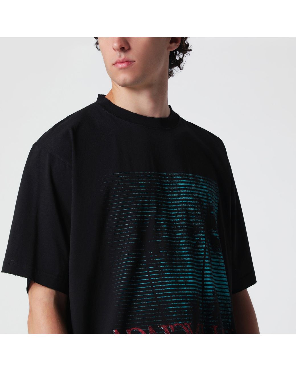 Balenciaga Black Holiday Graphic Print Cotton T-Shirt for men