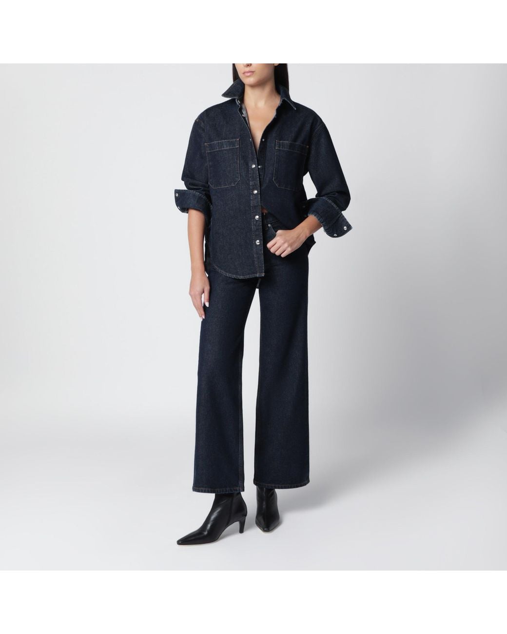 Anine Bing Blue Samy Cotton Denim Shirt