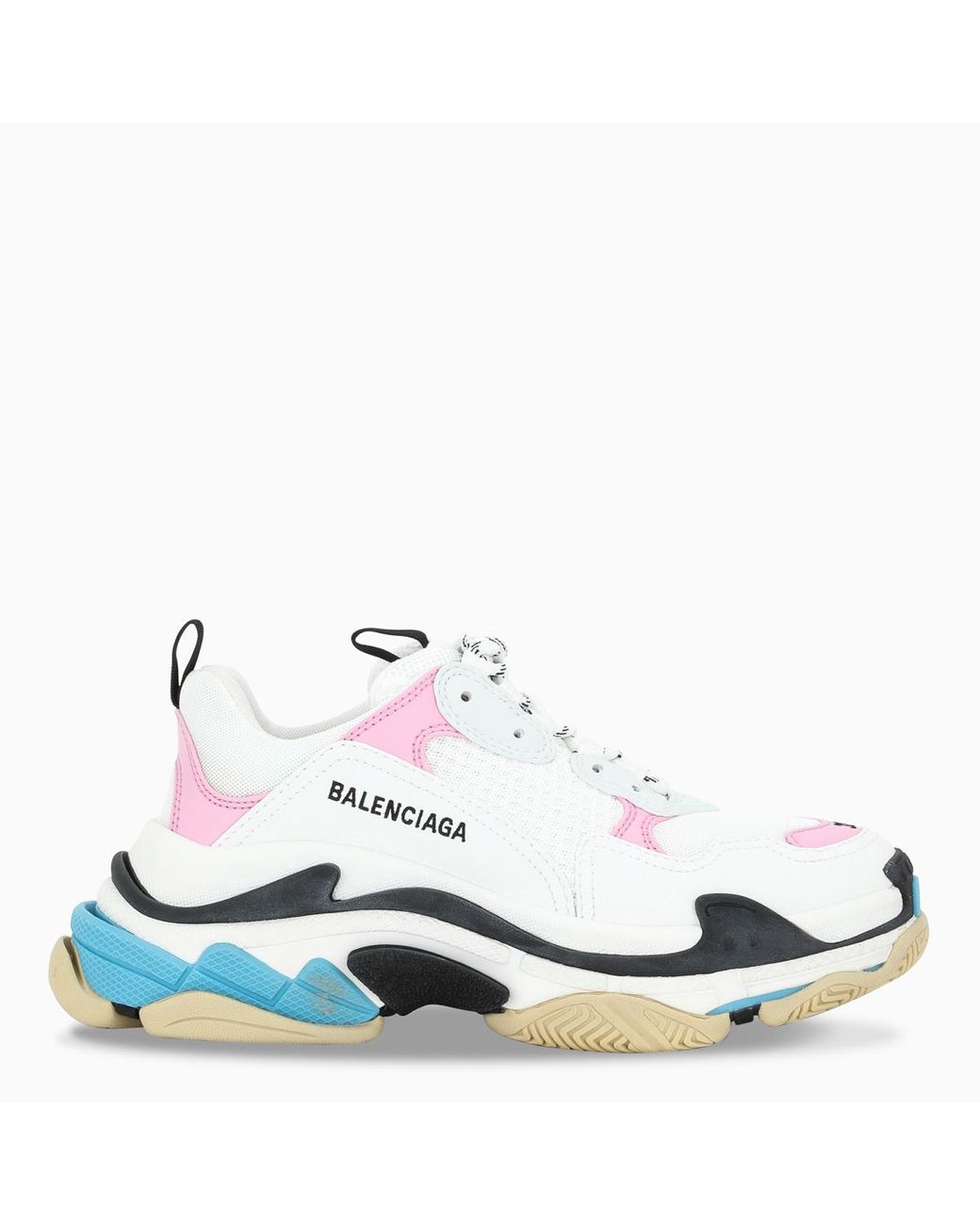 Balenciaga Women's Pink/white/blue Triple S Sneakers | Lyst