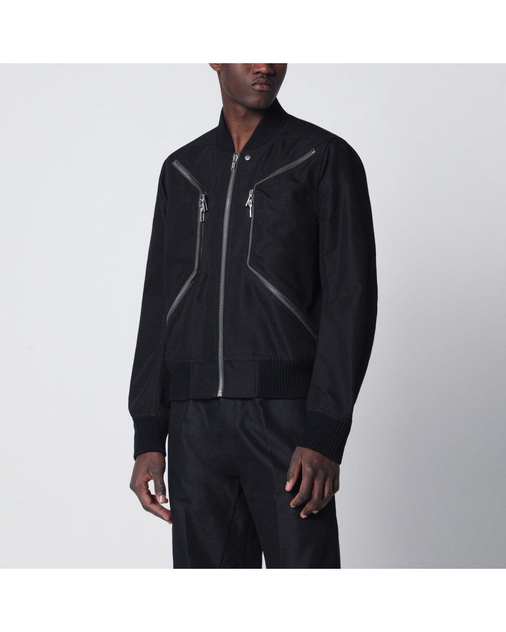 Rick Owens Black Zip-Up Cotton-Blend Jacket for men