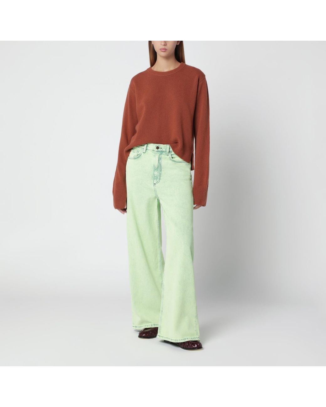 Sanderlak Red Rust Crew-Neck Wool Sweater