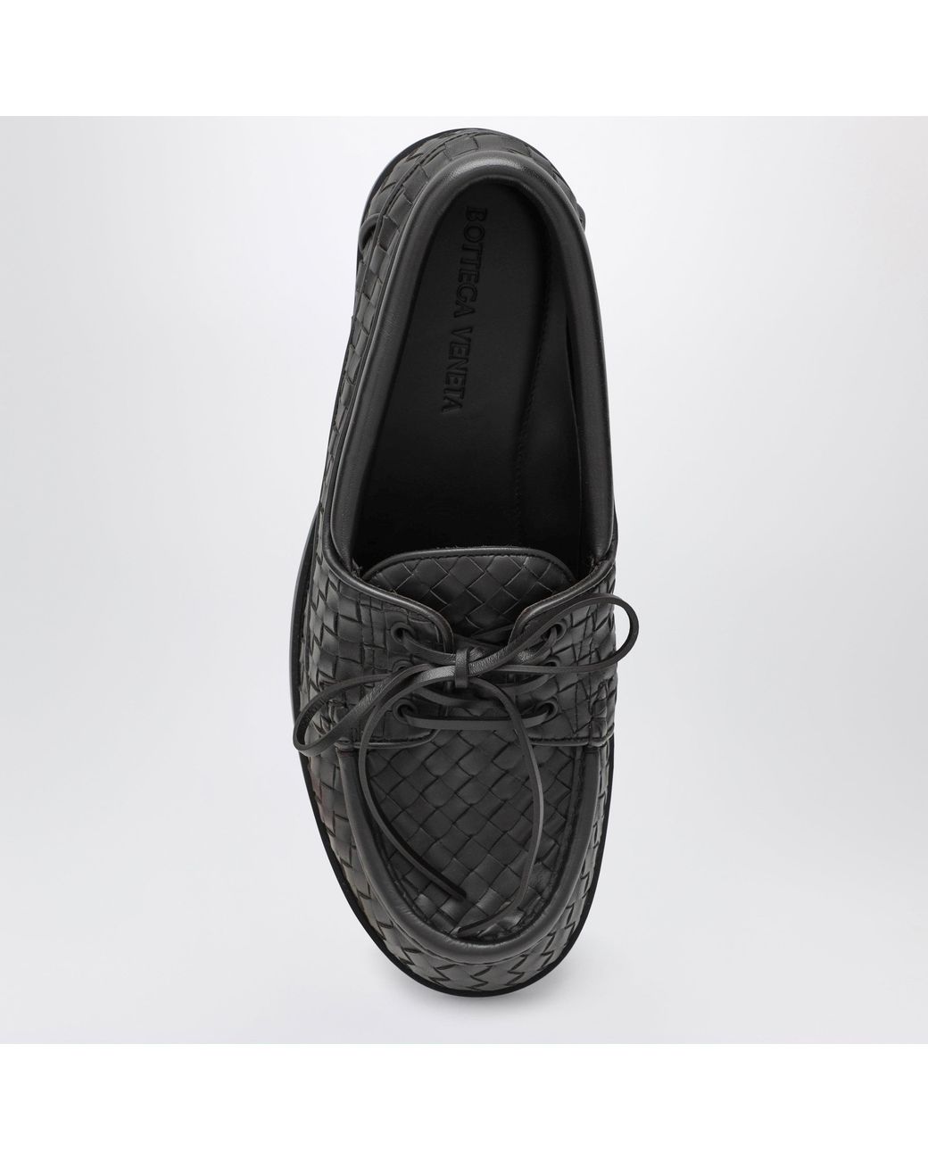 Bottega Veneta Black Pier Boat Shoes for men