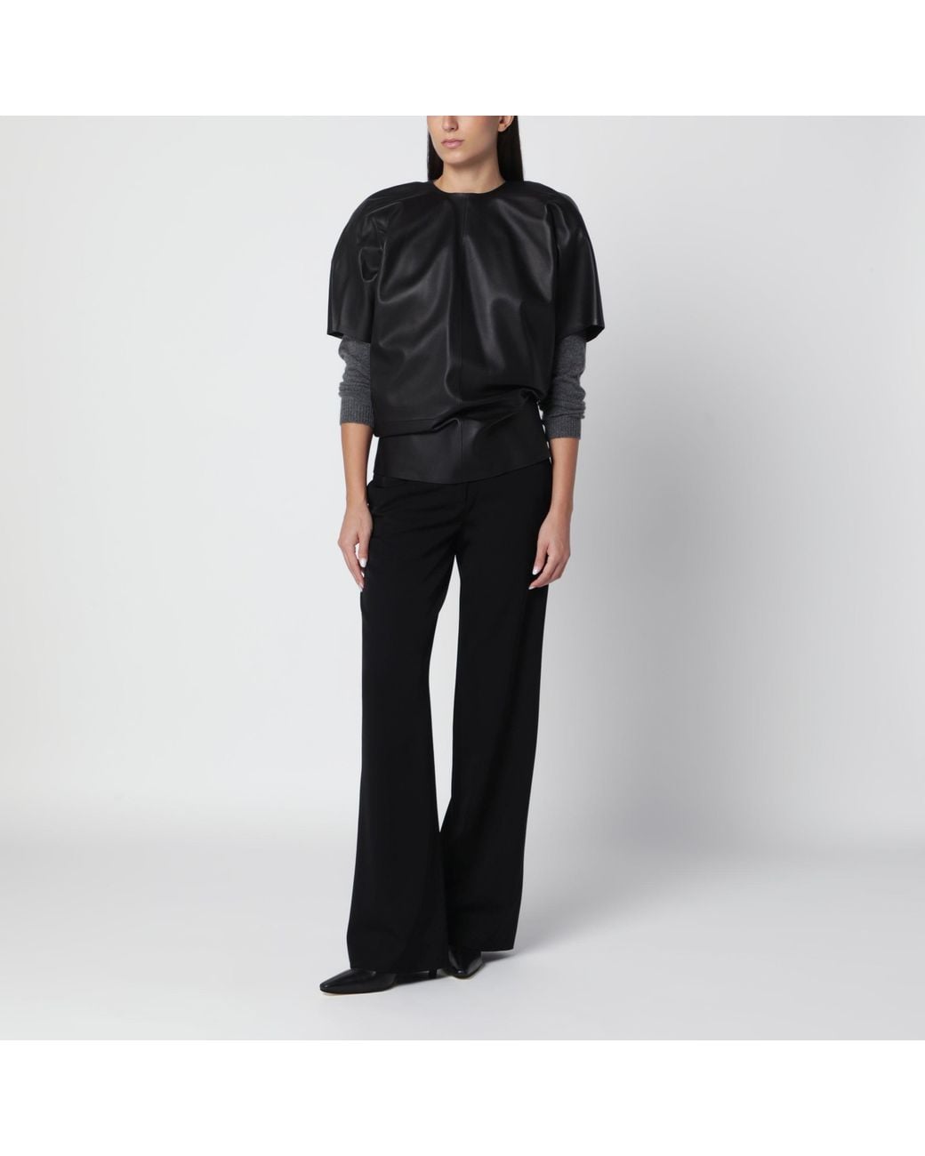 Totême Black Lambskin Cocoon Top