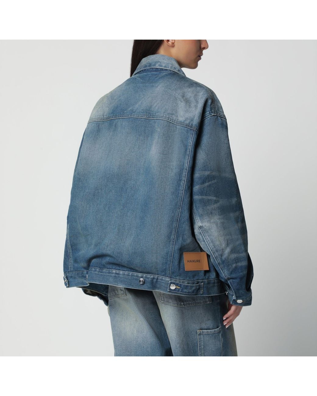 Haikure Blue Washed-Effect Denim Jacket