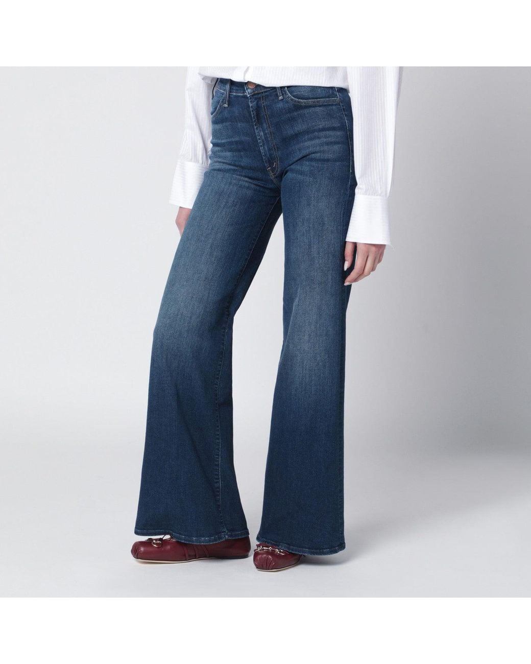 Mother Blue Flared Troublemaker Jeans
