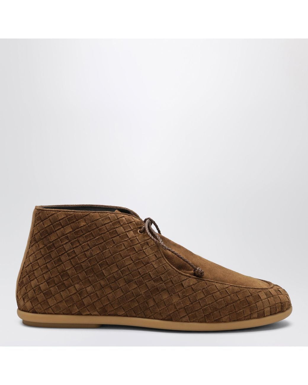 Bottega Veneta Brown Intreccio Suede Lace-Up Shoes for men