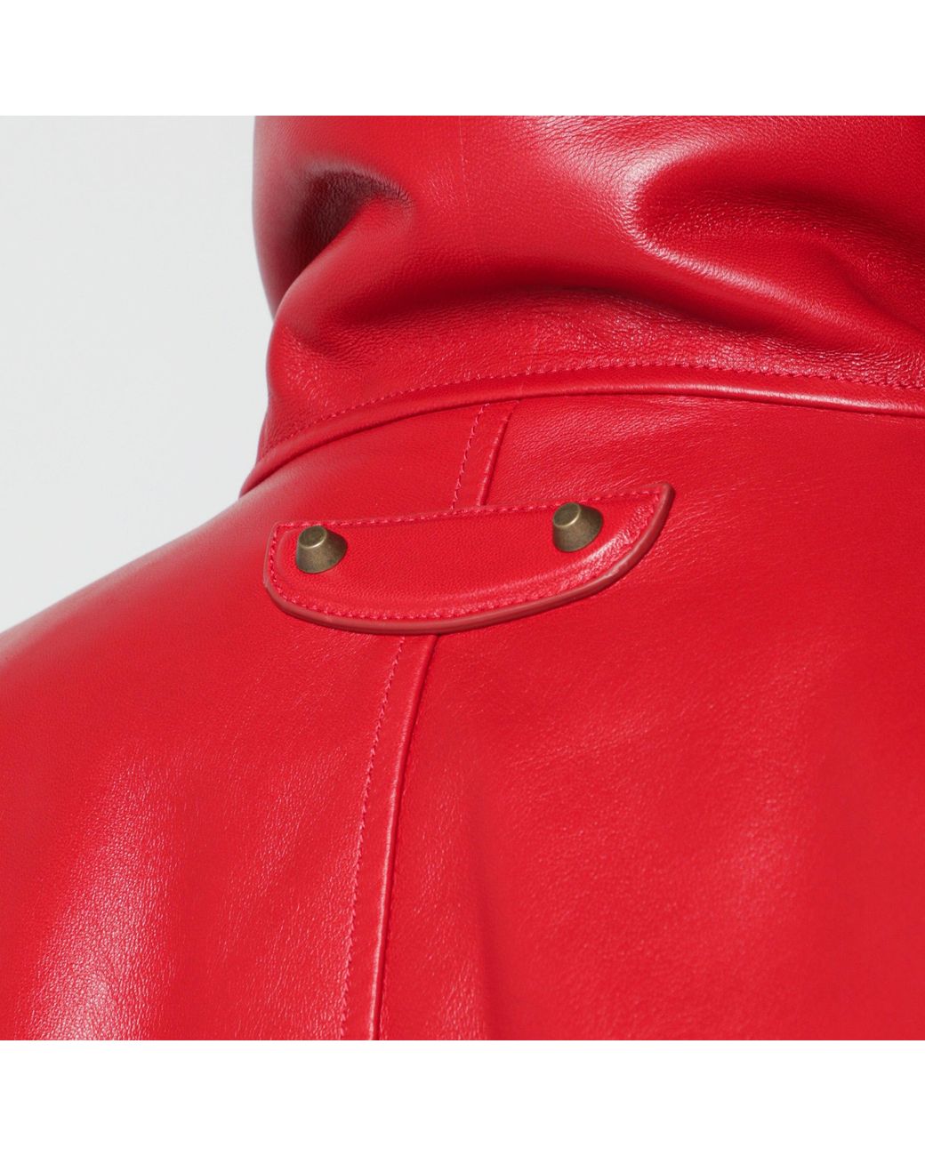 Balenciaga Red Rounded Lambskin Bomber Jacket