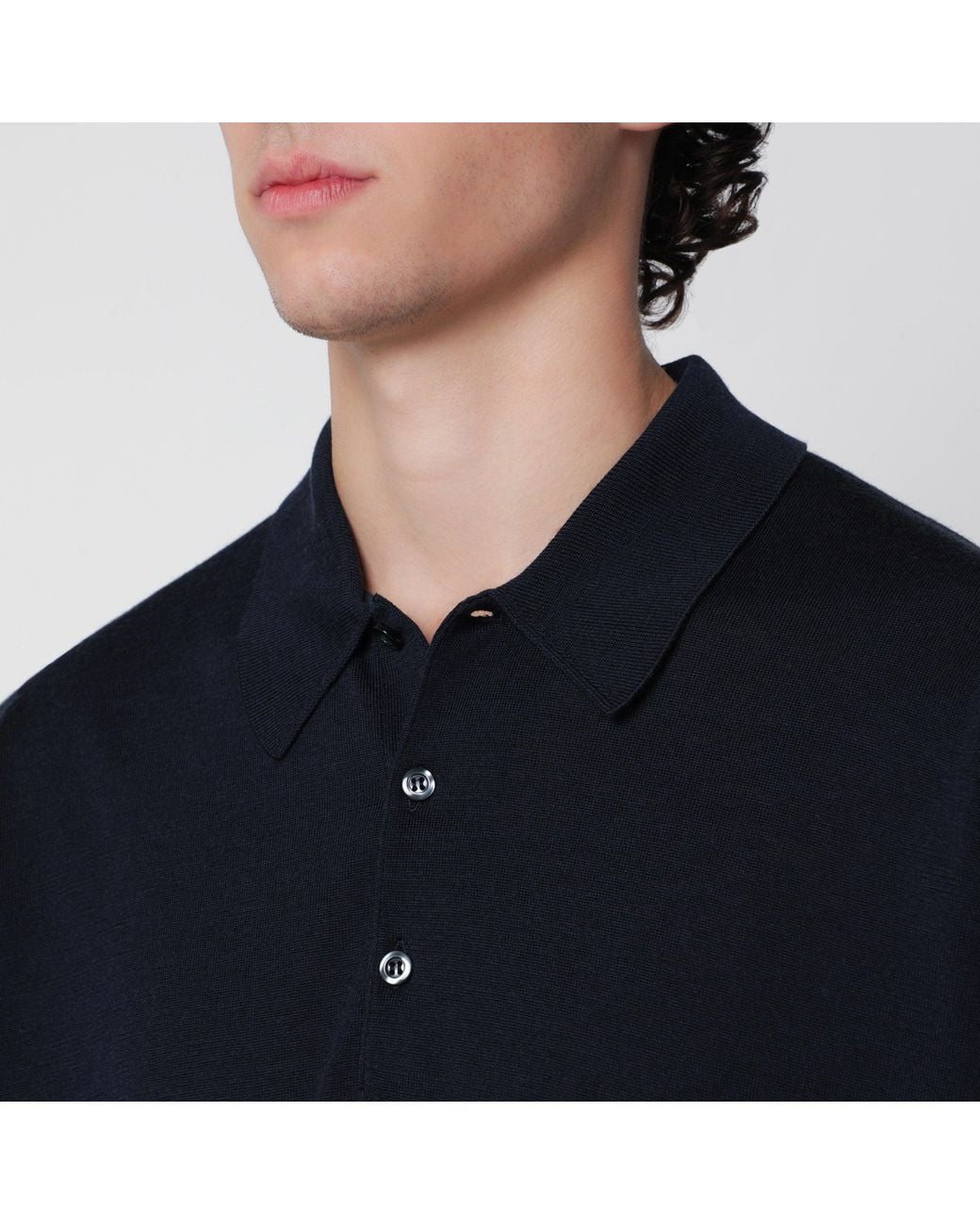 John Smedley Black Midnight Polo Shirt for men