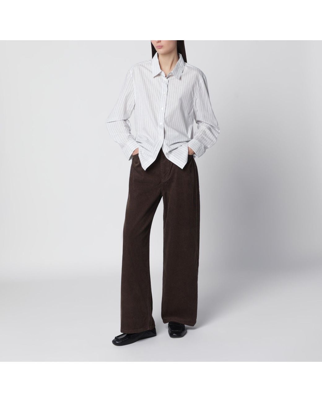DUNST Brown Wide-Leg Corduroy Jeans With Retro Wash And Five-Pocket Styling