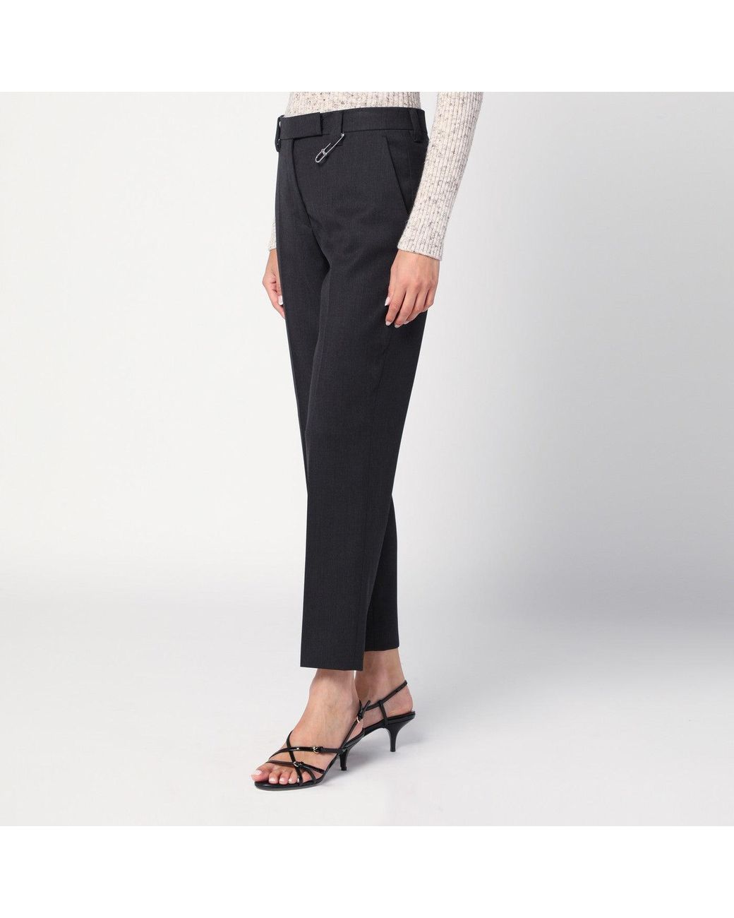 Prada Blue Anthracite Wool Trousers