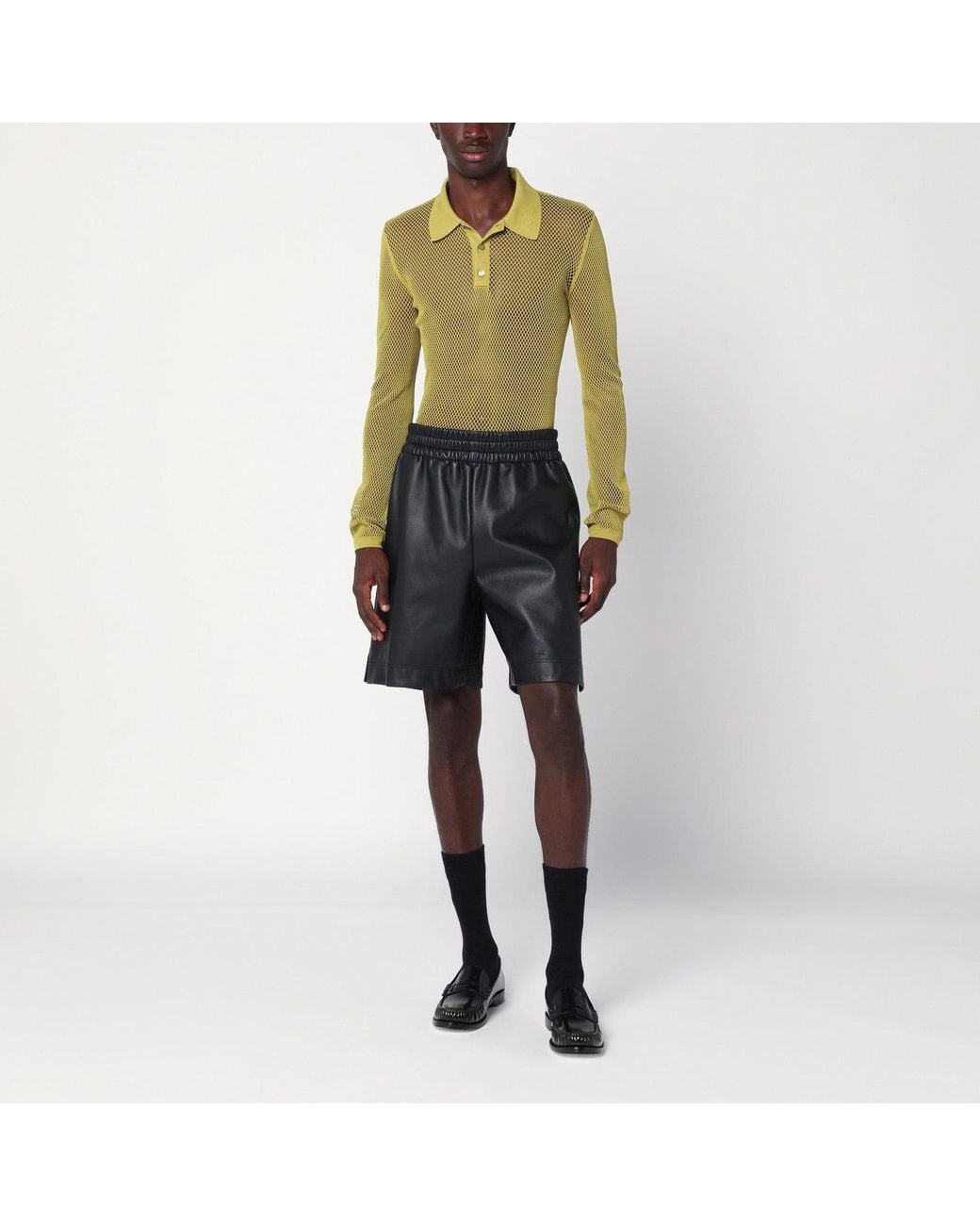 Gucci Black Leather Bermuda Shorts for men