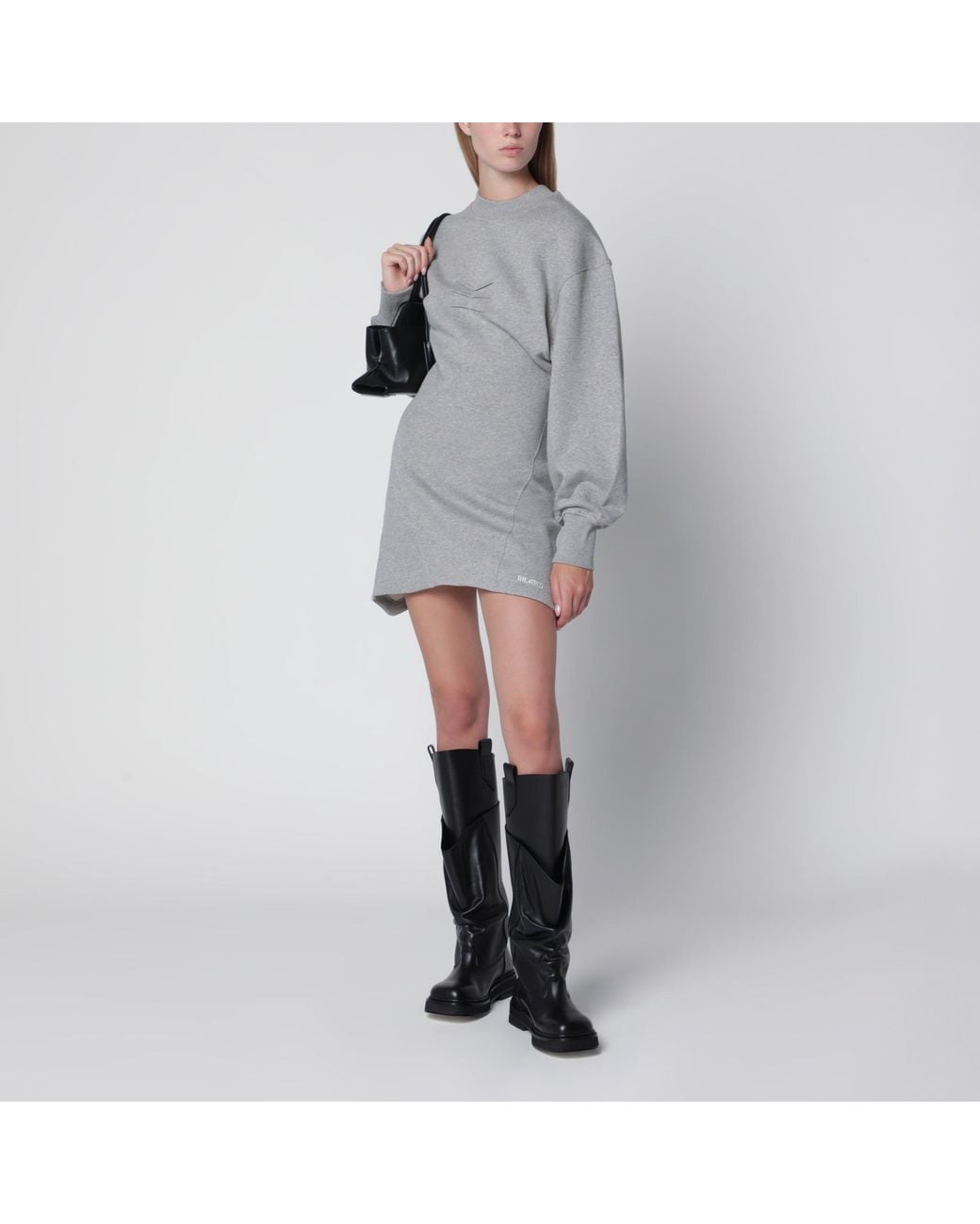The Attico Gray Melange Cotton Jersey Mini Dress