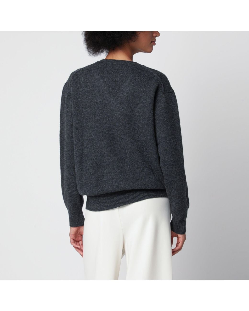 DUNST Blue Melange Wool Blend Crewneck Cardigan