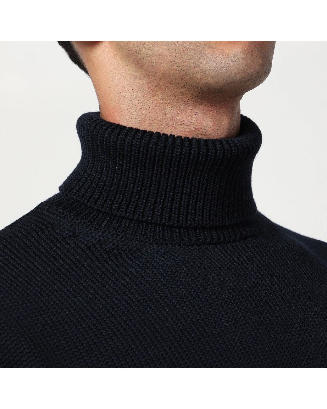 Roberto Collina Blue Wool Turtleneck Sweater for men