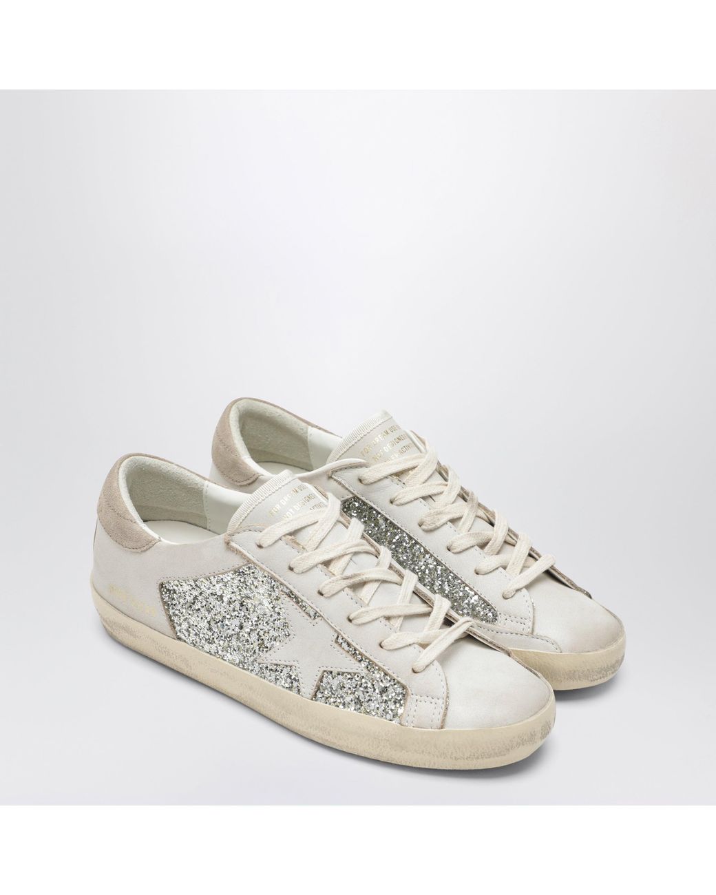 Golden Goose Deluxe Brand White Super-Star Glittered Sneakers