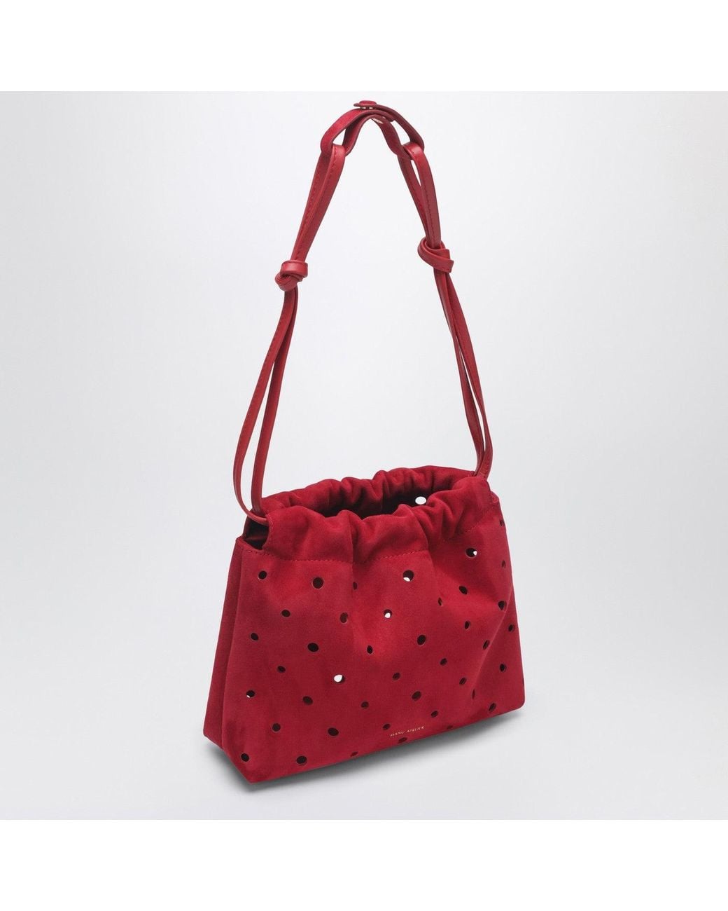 MANU Atelier Red Romy Perforated Suede Pouch